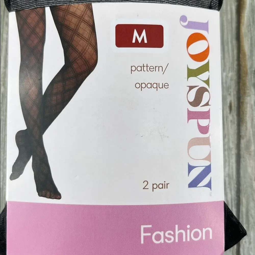 Women's High Waist Opaque and Dotted Sheer Tights Pantyhose 2-Pack, Sizes M